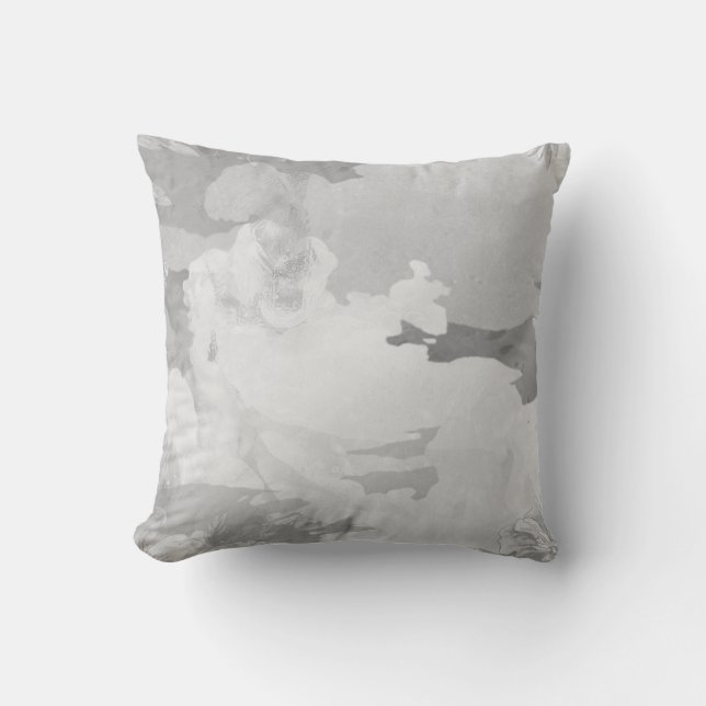 Grey & White Artistic Abstract Nature Scene Throw Pillow (Front)