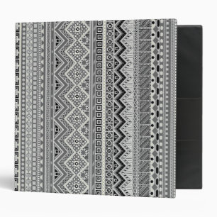Grey white aztec patterns design binder