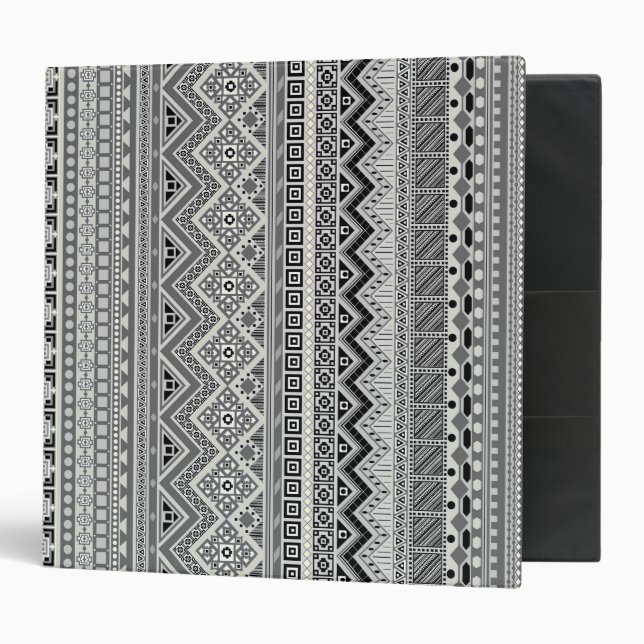 Grey white aztec patterns design binder (Front/Inside)
