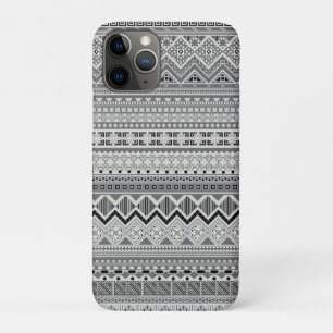 Grey white aztec patterns design iPhone 11 pro case