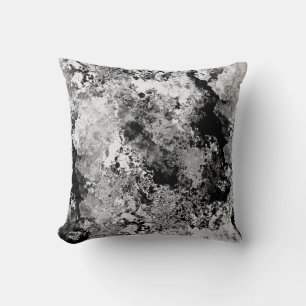 Grey White & Black Abstract Textured Pattern Throw Pillow