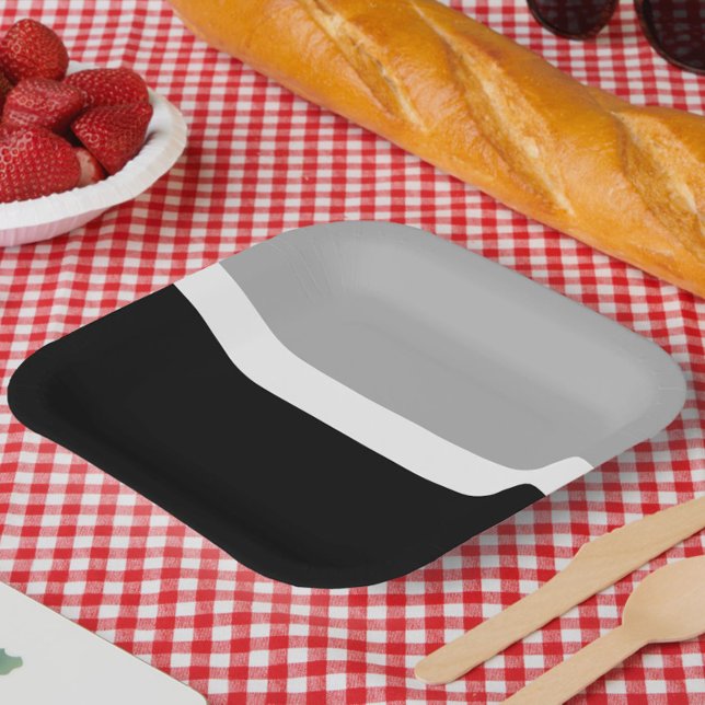 Grey White Black Colours Style Design  Paper Plate (Creator Uploaded)