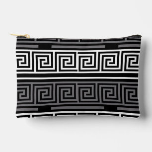 Grey White Black Greek Key Fret Pattern Design  Accessory Pouch