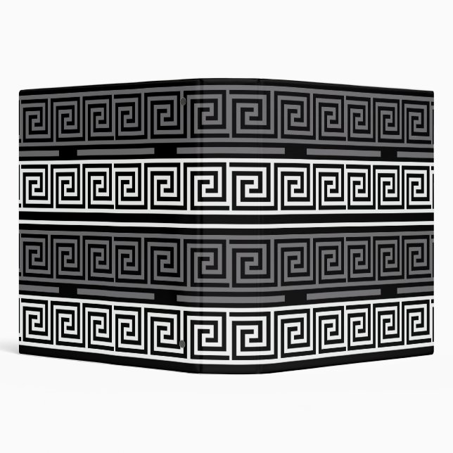 Grey White Black Greek Key Fret Pattern Design  Binder (Background)