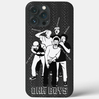 grey white black LAUGHING OHH BOYS iPhone 13 Pro Max Case