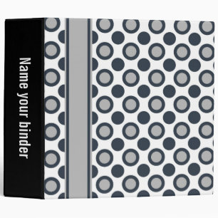 Grey White Black Polka Dots 3 Ring 2" Binder