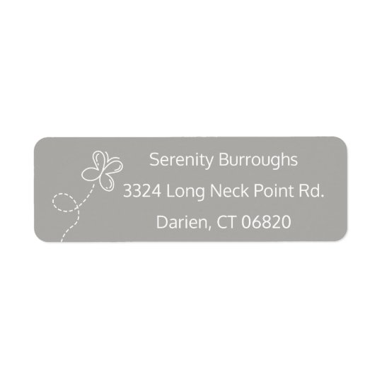 Grey & White Butterfly Personalized Return Address Label
