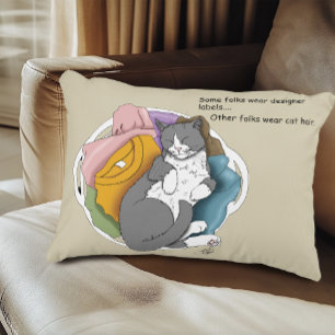 Grey White Cat Hair Laundry Accent Pillow