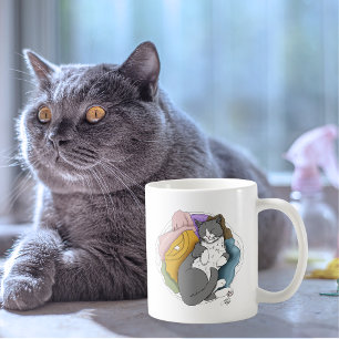 Grey White Cat Hair Laundry Coffee Mug