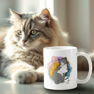 Grey White Cat Hair Laundry Coffee Mug