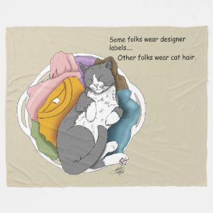 Grey White Cat Hair Laundry Fleece Blanket