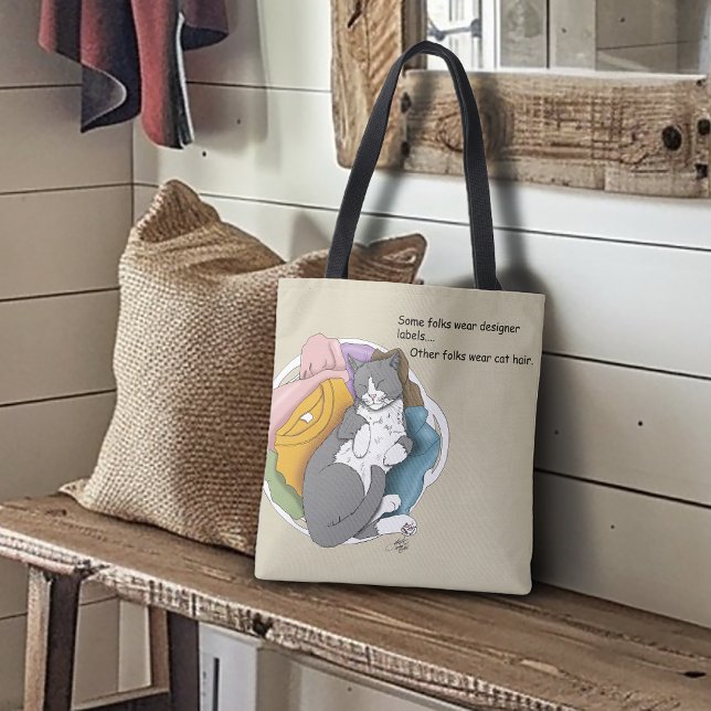 Grey White Cat Hair Laundry Tote Bag (Creator Uploaded)