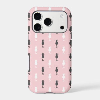 Grey & White Cat Silhouette Pattern Pink