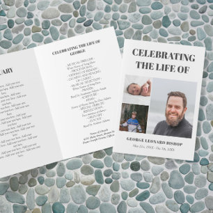 Grey White Celebration of Life Photo Program