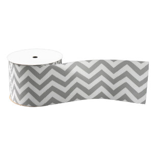 Grey White Chevron Grosgrain Ribbon
