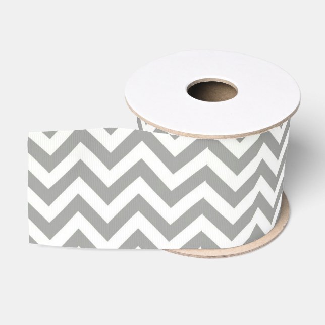 Grey White Chevron Grosgrain Ribbon (Spool)