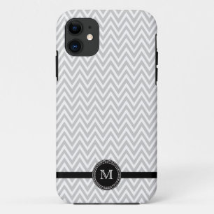 Grey white chevron monogram iphone 5 case