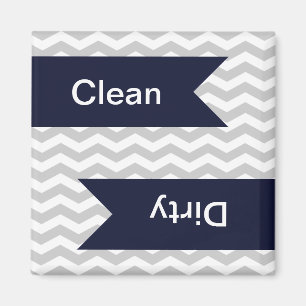Grey & White Chevron Pattern Dishwasher Magnets