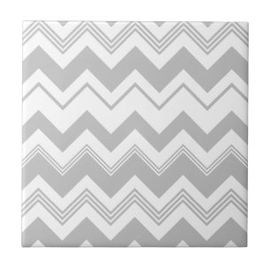 Grey White Chevron Pattern Tile