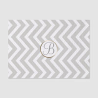 Grey White Chevron Print Monogram Letter Initial