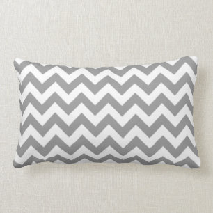 Grey & White Chevron Stripes Lumbar Pillow