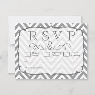 Grey & White Chevron Wedding RSVP Cards