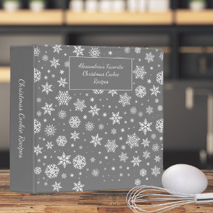 Grey & White Christmas Cookie Monogram Recipe Binder