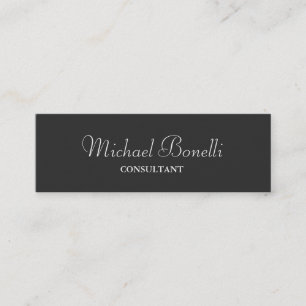 Grey White Classical Script Mini Business Card