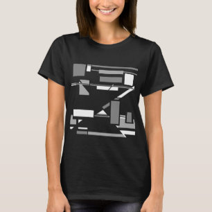 Grey White Contemporary MCM-inspired Geometric  T-Shirt