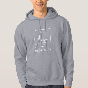 Grey White Custom Business Add Your Logo With Name Hoodie