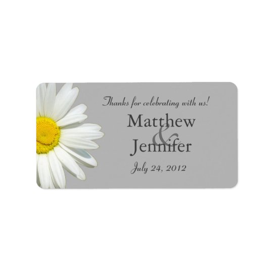 Grey & White Daisy Wedding Favour Labels /