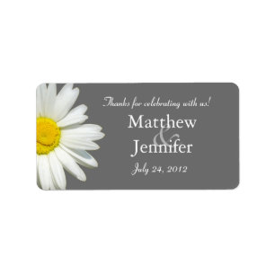 Grey & White Daisy Wedding Favour Labels / Sticker
