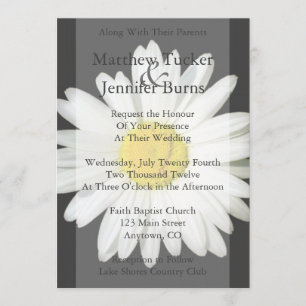 Grey & White Daisy Wedding Invitation Announcement