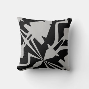Grey White Diagonal Large Abstract Sound Wave Throw Pillow