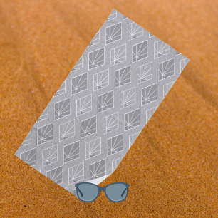 Grey & White Diamonds Art Deco Pattern Beach Towel