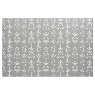 Grey white elegant damask pattern fabric