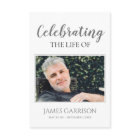 Grey White Elegant Funeral Prayer Card with Photo
