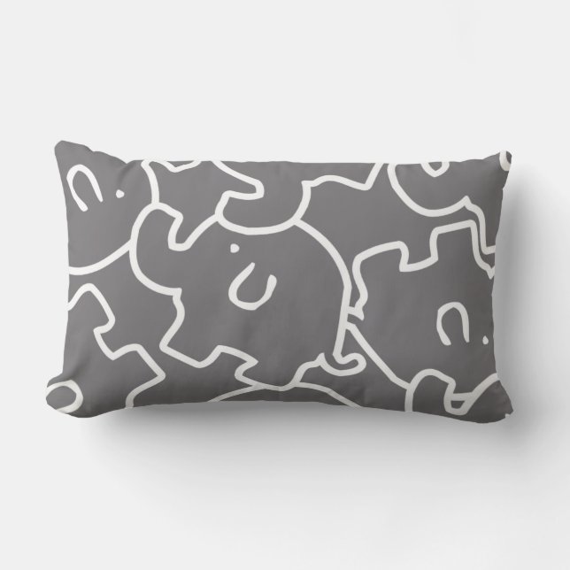 Grey & White Elephant Throw Pillow (Front)