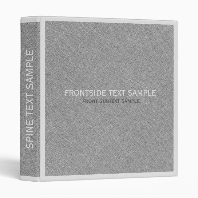 Grey & White Faux Linen Texture Look Binder (Front/Spine)