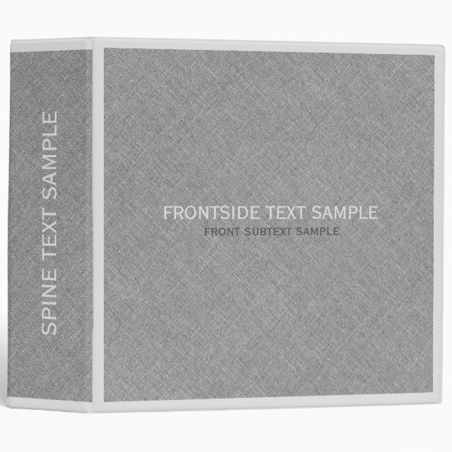Grey & White Faux Linen Texture Look Binder (Front/Spine)