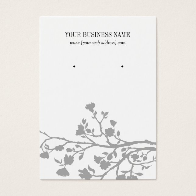 Grey White Flowers Custom Earring Card (Front)