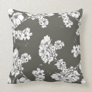 Grey white flowers pillow modern sofa throw cotton