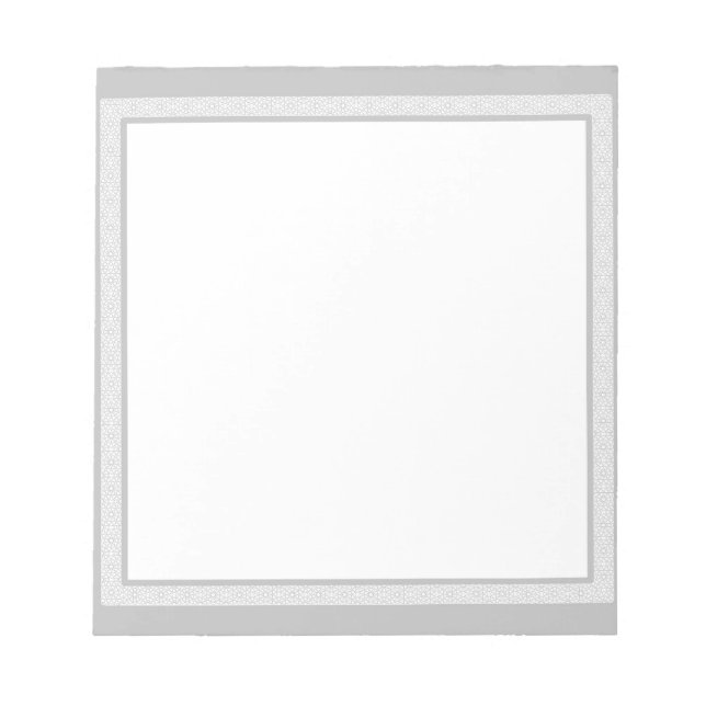 Grey & White Geometric Border Notepad (Front)