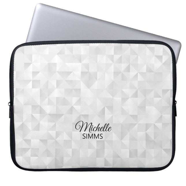 Grey-White Geometric Pattern and Customization Laptop Sleeve (Front)