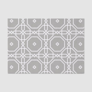Grey White Geometric Pattern Decoupage Tissue Paper