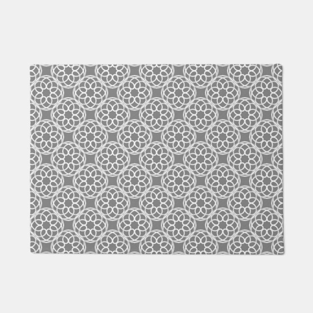 Grey White Geometric Seamless Pattern Doormat (Front)