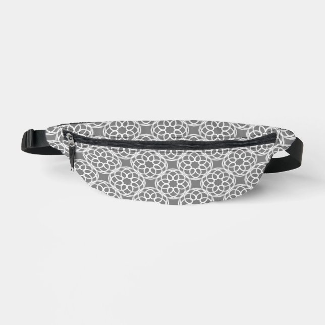 Grey White Geometric Seamless Pattern Fanny Pack (Front)