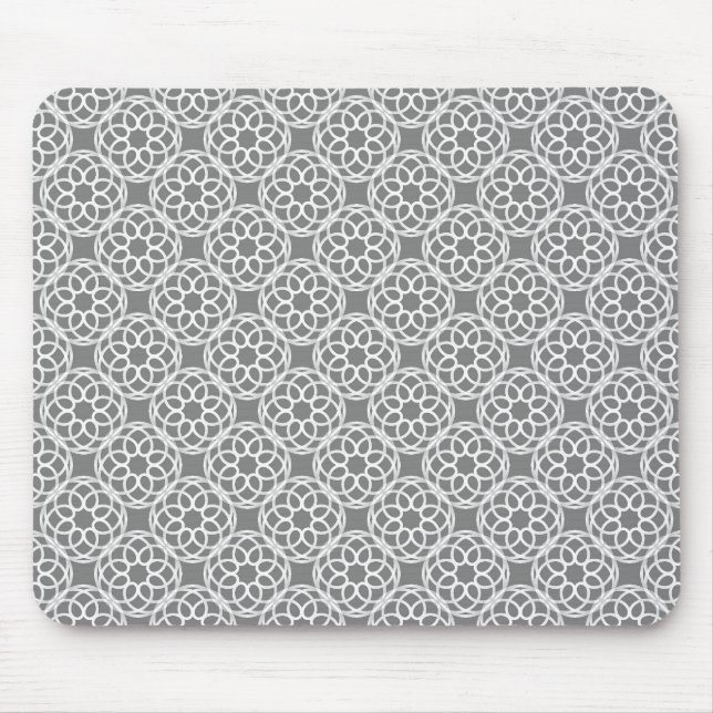 Grey White Geometric Seamless Pattern Mouse Pad (Front)