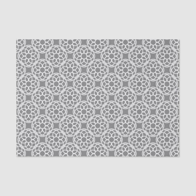 Grey White Geometric Seamless Pattern Tissue Paper (Front)