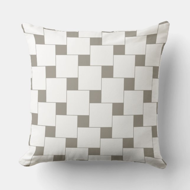 Grey & White Geometric Tiles Repeat Pattern Throw Pillow (Front)